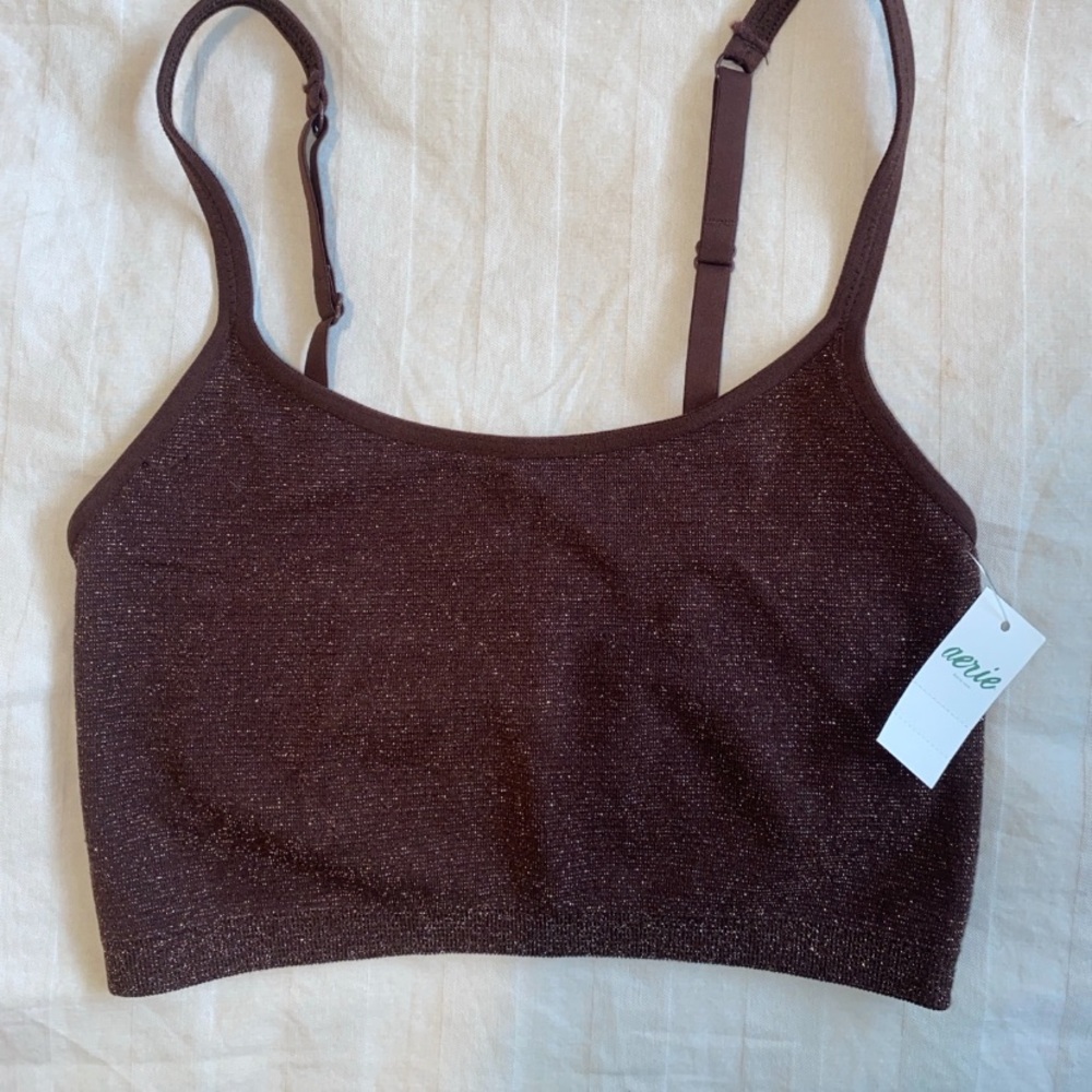 NWT Aerie Brown Glitter Bralette XS
